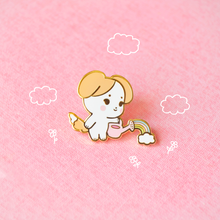 Load image into Gallery viewer, SECONDS SALE Rainbow Watering Pup Enamel Pin
