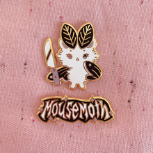 Load image into Gallery viewer, Metal Mousemoth Set of 2 Pins (Logo Pin and Knife Pin)