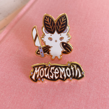 Load image into Gallery viewer, Metal Mousemoth Set of 2 Pins (Logo Pin and Knife Pin)