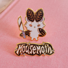 Load image into Gallery viewer, Metal Mousemoth Set of 2 Pins (Logo Pin and Knife Pin)