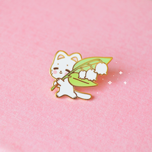 Load image into Gallery viewer, Lily of the Valley Kitty Enamel Pin