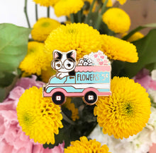 Load image into Gallery viewer, Cat Flower Truck Enamel Pin