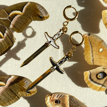 Load image into Gallery viewer, Huggie Hoop Moth Sword Earring- Single