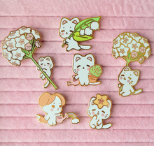 Load image into Gallery viewer, SECONDS SALE Lily of the Valley Kitty Enamel Pin
