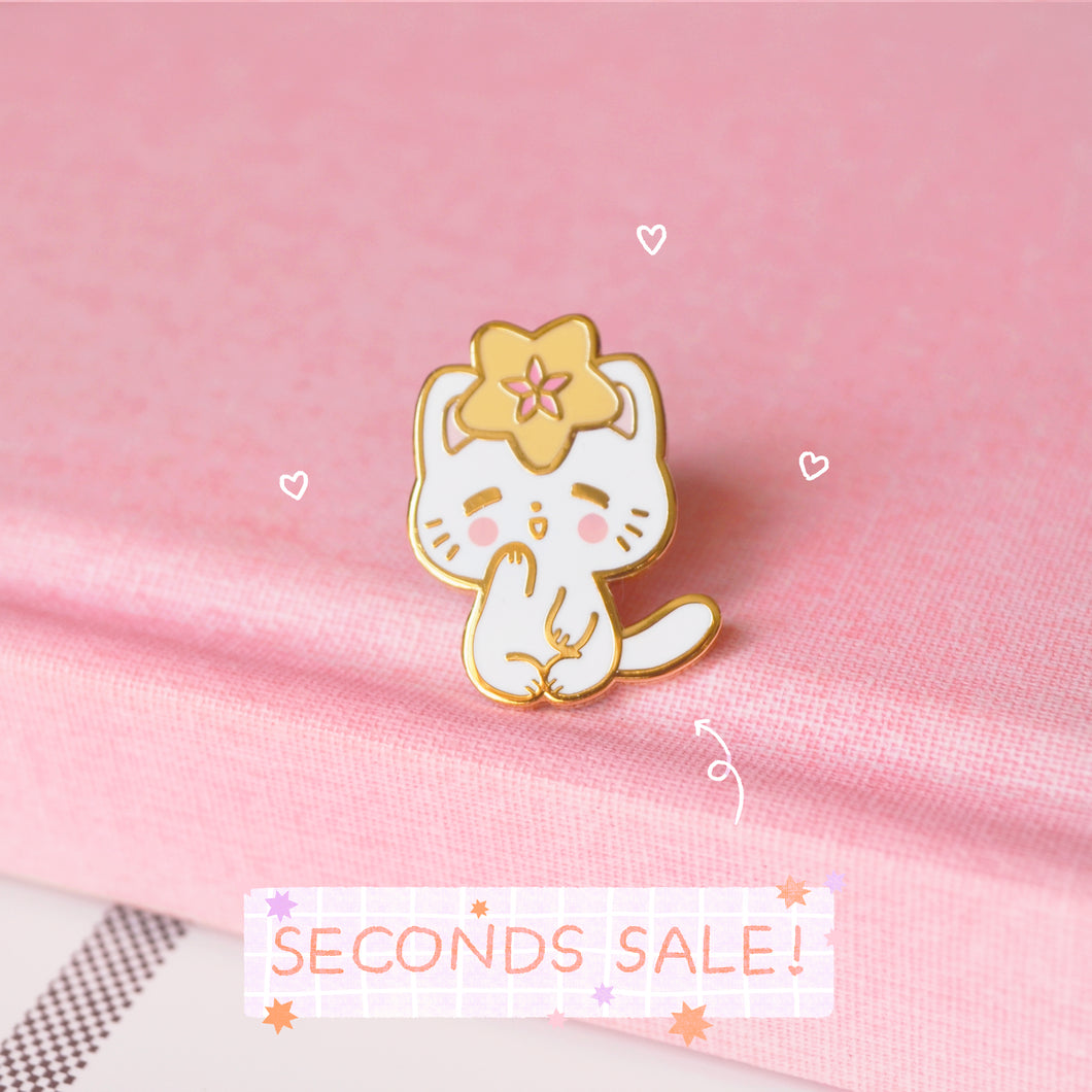 SECONDS SALE Tiny Hoya Head Kitty Enamel Pin