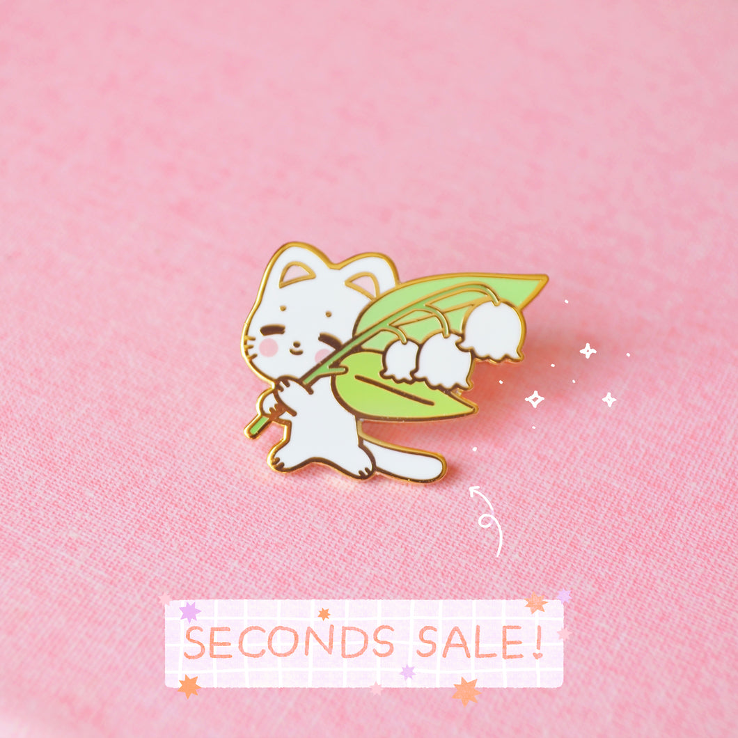 SECONDS SALE Lily of the Valley Kitty Enamel Pin