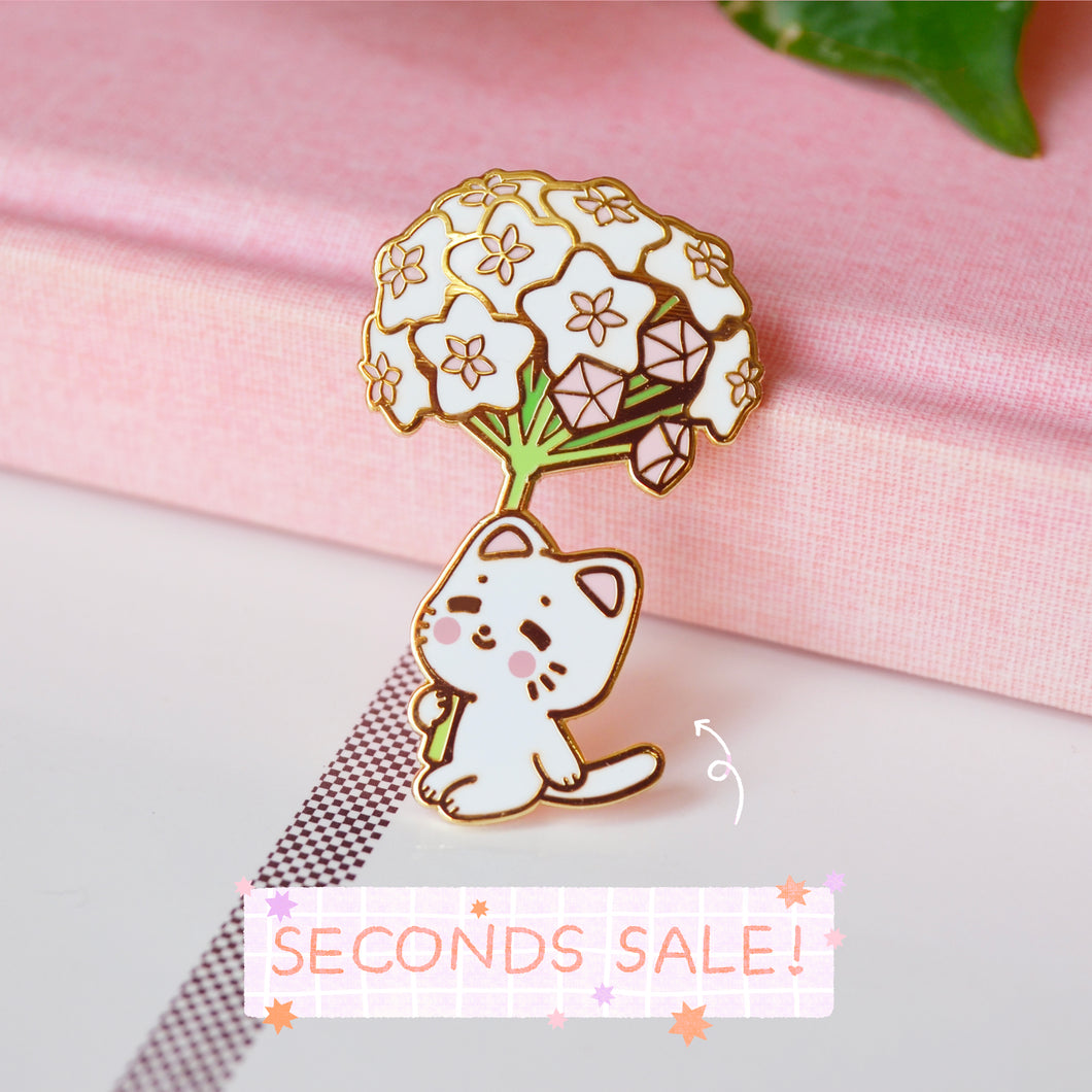 SECONDS SALE Sitting Hoya Bloom Kitty Enamel Pin