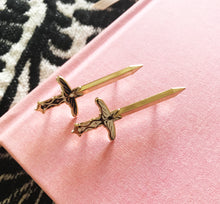Load image into Gallery viewer, Moth Sword Enamel Pin
