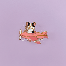 Load image into Gallery viewer, Cat Plane Enamel Pin
