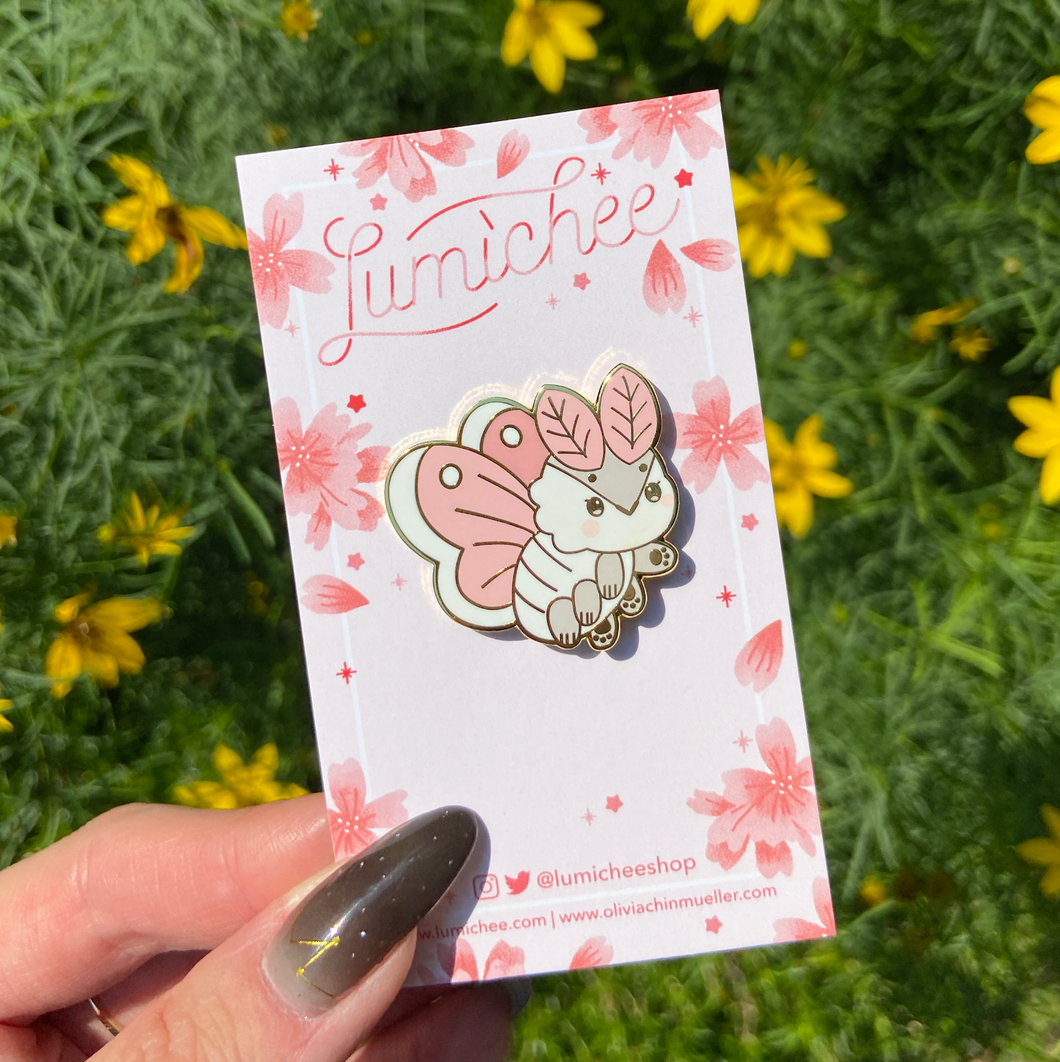 Pink Moth Moth Enamel Pin