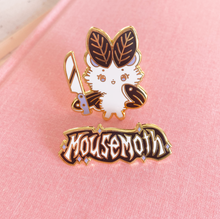 Load image into Gallery viewer, Metal Mousemoth Set of 2 Pins (Logo Pin and Knife Pin)
