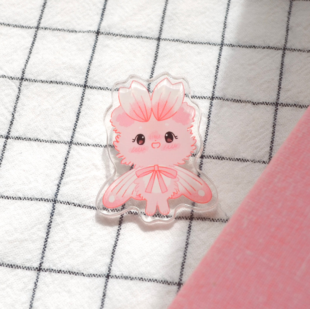 Pink Petal Mousemoth Acrylic Pin