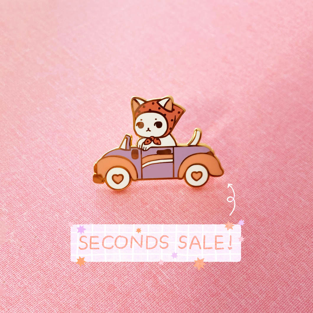 SECONDS SALE Cat Car Enamel Pin