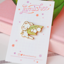 Load image into Gallery viewer, Lily of the Valley Kitty Enamel Pin
