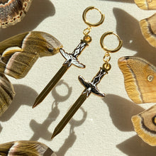 Load image into Gallery viewer, Huggie Hoop Moth Sword Earring- Single
