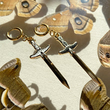 Load image into Gallery viewer, Huggie Hoop Moth Sword Earring- Single
