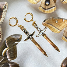 Load image into Gallery viewer, Huggie Hoop Moth Sword Earring- Single
